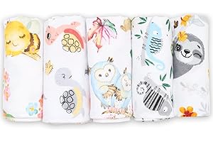 ‎FENSILO FENSILO Moltontücher, 5er Pack-Flanellwindeln aus 100% Baumwolle-80x80cm, Spucktücher Baby, Flanell Moltontuch Spucktücher für Jungen oder Mädchen