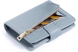 FALAN MULE Women's Wallet RFID Blocking Leather Small Compact Tri-Folded Card Holder Ladies Purse with ID Window and Zipper Coin Pocket
