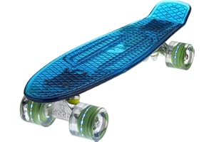 RIDGE SKATEBOARDS Ridge Blaze Mini Cruiser Skateboard Skate Transparent avec Roues Lumineuses LED: Planche a Roulettes complet