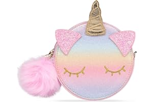 Jolintek Bolso Bandolera Unicornios para Niñas, Unicornio Mochila Lentejuelas Niña, Bolso Mochila Unicornio Niña, Bolso Pequeñas de Hombro Encantador de Unicornio Bolsos Bandolera para Niñas