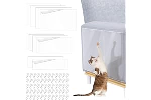 YESLUSY 10 Piezas Protector Sofa Gatos Arañazo Transparente, Protector de Muebles Gatos Autoadhesiva con 60 Tornillos, Antiarañazos Gatos Sofa, para Sofás, Sillas, Paredes, Puertas y Muebles