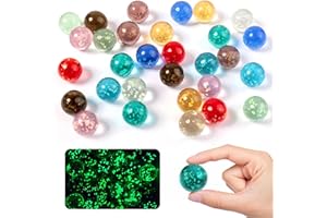 Parastar 30 Stück Murmeln Glas,Leuchtmurmeln Kinder,16mm Bunte Glasmurmeln mit Box,Buntes Glühen im Dunkeln Glasmurmeln für Murmelspiele Kinder, DIY-Projekte, Heimdekoration (10 Farben)