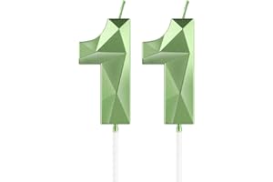 MCISKIN 3D Kerze mit Zahl 11 für Kuchen, Grüne Kuchendekorationen für 11. Geburtstag, Junge Mädchen Dekorationen, Grüne Kerze für Geburtstagsfeier & Hochzeitstag