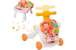 HOMCENT Lauflernhilfe 2 in 1 Baby Walker Sit-to-Stand Learning Walker Activity Center mit Unterhaltungstisch, pädagogisches Push Spielzeug für Babys Kleinkinder
