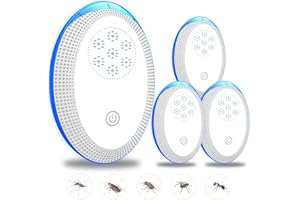 GBARAN Répulsif antiparasitaire à ultrasons, pièges à souris anti-insectes électroniques 4 paquets pour l'intérieur, plug-in répulsif contre les moustiques et les araignées, répulsif efficace contre les rats