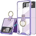 Designed for Samsung Galaxy Z Flip 4 Clear Case With Ring - Anti-Drop Shockproof Protective Mobile Phone Cover Compatible With 5G 2022 (Purple)