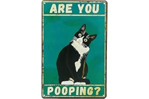 VOLUMOON Metalowa tabliczka retro kot, zabawna metalowa tabliczka "Are You Pooping", Vintage Art Wall Decoration Żelazna Wisząca Śmieszna tabliczka do domu Kuchnia Łazienka Dekoracja ścienna 30 x 20 cm