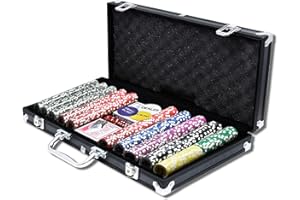 HENGMEI Juego de Póquer con 500 Fichas Láser, Maletín Completo con 2 Barajas, 5 Dados, 3 Botones de Distribuidor y Accesorios