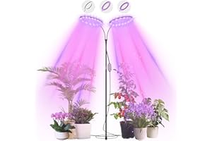 Olubfdh Lampada per Piante, Led Lampada da Coltivazione Spettro Completo con 168LEDs con Timer Auto, Grow light 2 Teste con 360°, Regolabile da Terra per Piante da Interno con Telecomando