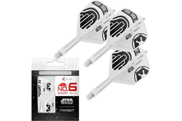 Target Darts Star Wars Storm Trooper K Flex Ailettes et Tiges de Fléchettes Intégrées | Stormtrooper Lot de 3 K-Flex, N° 2 et N° 6 | Accessoires Disney K-Flex Court, Intermédiaire et Moyen