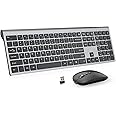 cimetech Rechargeable Wireless Keyboard and Mouse, 2.4G USB Full Size Keyboard Mouse Combo for Mac, Windows, Laptop, Computer - Grey