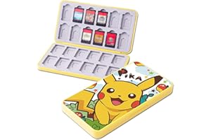 PERFECTSIGHT 24 Switch 2 Game Card Case for Nintendo Switch / Switch Lite/ OLED, Cute 24 Game Holder Cartridge Case for Game Cards and SD Cards, Kawaii Portable Compact Storage Case Box, Pika