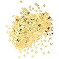 Hocansen Coriandoli a forma di stelle, 60 g, 6 mm + 10 mm, in lamina metallica, con paillettes, color argento, coriandoli da tavolo per decorazioni per feste di nozze (ZX/arancione