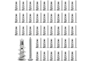 TENTHPEO 80 Pcs Heavy Duty Plasterboard Fixings, Plasterboard Wall Plug and Screws, Metal Self Drilling Dry Wall Anchor Screws for Concrete, Bricks and Plaster Board Installation