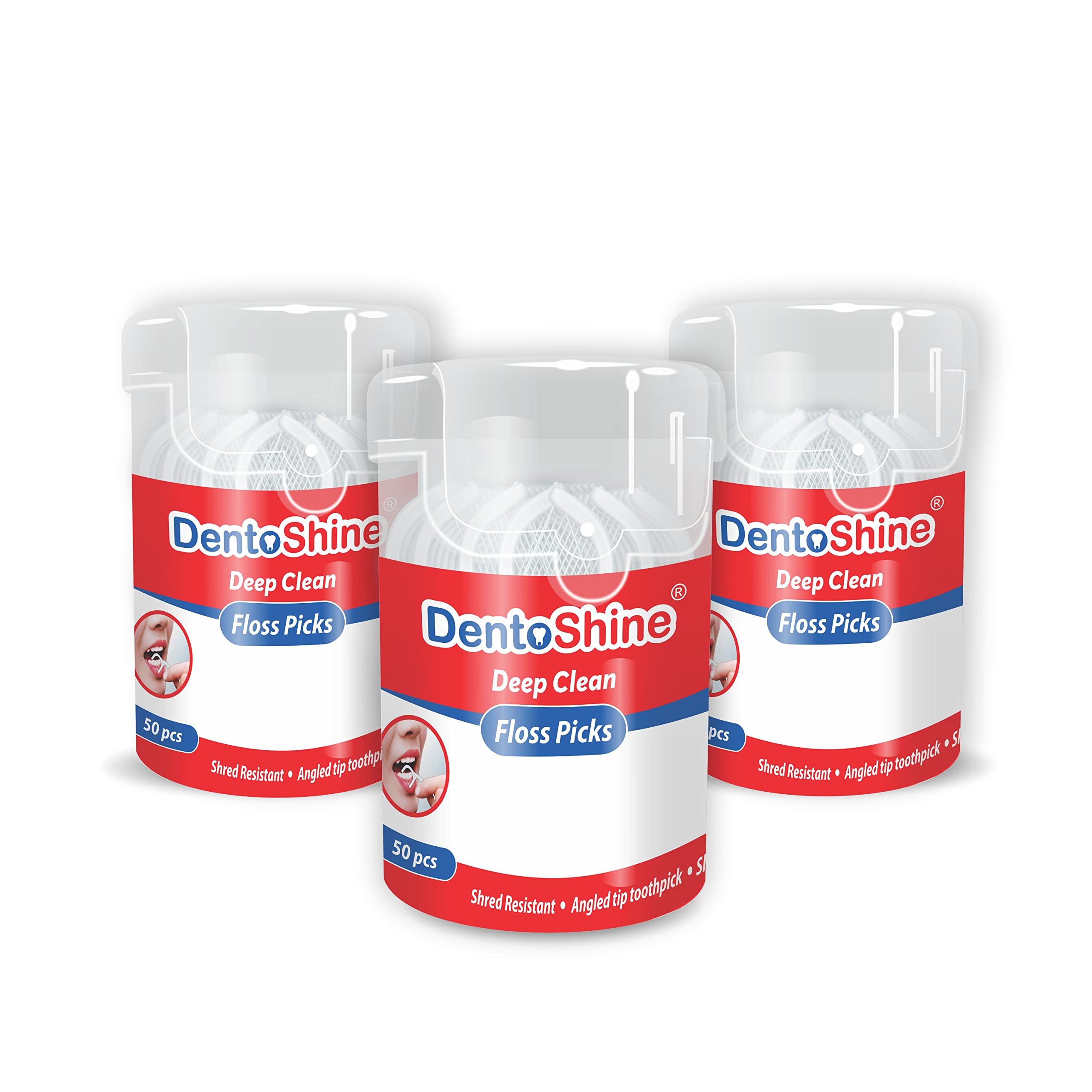 DentoShine Deep Clean Floss Picks - 50 ct CAN (Pack of 3)