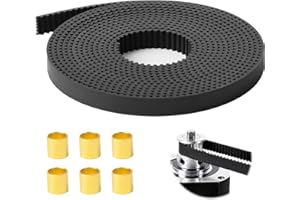 TOALUEA 2M Correa Dentada GT2 para Impresora Ender 3/V2/Pro/5, CR-10 Series, Correas de Distribución Abierta Goma Paso 2 mm Ancho 6 mm con 6 Fundas de Cobre, Timing Belt para Impresoras 3D