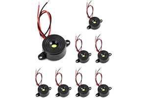 QWORK 8 Stück Elektronischer Summer, 3-24 V Active Buzzer 87 dB, Buzzer Alarm Piezo, Kabellänge 100 mm