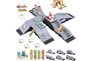 CS COSDDI Mini Finger Skateboards Ramp Accessories Set, Fingerboard Skate Park Ramp, DIY Assembly Mini Finger Skateboard Ultimate Park Set Ramps for Kids Birthday Gift (Grey 6-in-1)