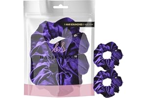 BASIC SENSE 2 PCS Premium Large Hair Velvet Scrunchies Ties Bands Updo Ponytail Bobble Scrunchy Holder For Women Girl Kids, Purple