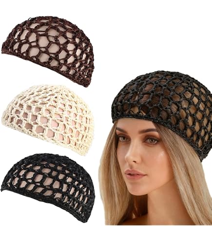 Cuffia Per Capelli In Nylon Lavorata All'Uncinetto - Morbida E Elastica Per Dormire, Doccia, Trucco E Viaggi (Confezione Da 2, Nero)