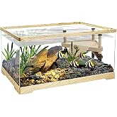 Reptile KAKOOTI Turtle Fish Tank with Turtle Sun Platform, 20" x 9.5" x 9.5" Water Turtle Tank for Youth Turtles, Convenient