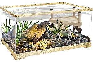 Reptile KAKOOTI Schildkröten-Aquarium mit Schildkröten-Sonnenplattform, 20 "x 9,5" x 9,5" Schildkrötenlebensraum für Junge, Bequeme Bodendrainage und vielseitiges Design