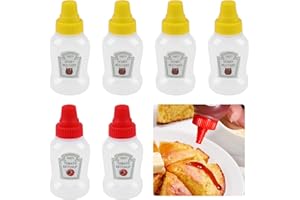 Ezydka 6 Pezzi Bottiglia Salse, 25ML Contenitore Salse, Bottiglie Condimento con Coperchio, Contenitore Ketchup, Dispenser Salse per Condimenti, Adatto per Campeggio, Picnic