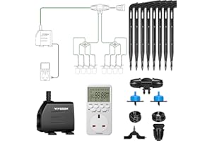 VIVOSUN Professional Automatic Drip Irrigation Kits, 15W Output, All in One Professional Grow Kit- Includes Pump, Timer and Regulator, 8 Drip Emitters Garden Plant Watering System Indoor Outdoor