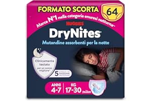 Huggies Drynites Pannolini, Taglia M (17-30 Kg), Mutandine assorbenti bambina, Design Disney, 64 Pz