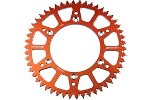 SCAR Corona Aluminio Antibarro Compatible con KTM SX/SXF/EXC/EXCF 125 150 250 300 350 450 500 93-23, Naranja - 52 dientes