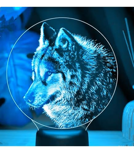HPBN8 Ltd 3D Lupo Night Light Lamp 7/16 Cambiamento Di Colore LED USB