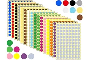 ‎LHBWHIZ Lhbwhiz 1536 sztuk okrągłych naklejek w kropki, kolorowe, samoprzylepne naklejki w kropki, 16 kolorów, kolorowe, okrągłe punkty samoprzylepne, etykiety, naklejki punktowe (16 mm)