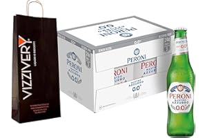 GENERIC BIRRA PERONI - Peroni Bier – Karton mit 24 Flaschen Peroni-Bier 0,0% alkoholfrei – Mit Vizzivery-Umschlag - 24 Glasflaschen 33 cl