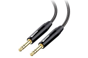 Cable Matters Premium geflochtenes, symmetrisches 6,35 mm TRS-Kabel, 6,35 mm auf 6,35 mm Gitarrenkabel, Klinke auf Klinke, Gitarrenkabel, 6,35 mm Klinkenstecker, TRS-Kabel