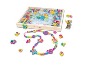 Melissa & Doug Perline per Braccialetti e Collane - Kit Fai Da Te Perline, in Legno, Idee Regalo per Bambine e Bambini, 5+ Anni - Certificati FSC