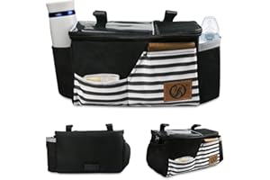SPARKLE TMAX Organizer do wózka dziecięcego z uchwytem na kubek, paskiem na ramię i miejscem do przechowywania pieluszek i telefonów komórkowych, akcesoria dla niemowląt, organizer i torby do wózka dziecięcego