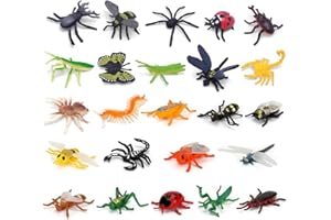 QHGPNT 24 Pcs Bugs Toy for Kid, Insects Toys Kit, Mini Beasts for Kids, Plastic Bugs and Insects for Children, Plastic Insects for Kids Party Favors, Educational Bugs Toys for Christmas, and Learning Fun