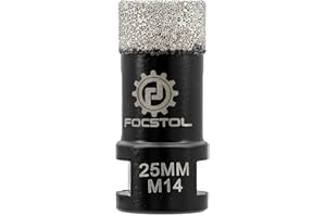 FOCSTOL Brocas Diamante - 25mm Corona Diamante para Porcelanico Baldosa Cerámica Mármol Granito Cuarzo para M14 Rosca Amoladora Angular