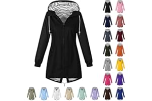 ZWDC Damen Regenjacke Kapuzenjacke Frauen Leichte Jacke mit Kapuze Taschen Outdoorjacke Windbreaker Übergangsmantel Funktionsjacke für Alltag Reisen Wandern Trekking