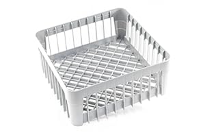 Gastronette Spülkorb Spülmaschinenkorb Gläserkorb Korb für Spülmaschine Gläser Tassen Bestecke Teller 35x35 cm Höhe 15 cm Mischgutkorb grob ideal für die Gastronomie ineinander stapelbar Grau