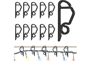 Ajuanbazha 120 Clips de Luz de Navidad, Ganchos para Canalones de Techo para Cadenas de Luces, Ganchos para Colgar Luces de Navidad, Decoración Navidad Luz de Cadena (Negro)