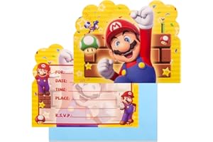 CHUKUA 20Pcs Super Ma-rio Party Invitations, Party Invites for Kids Boys Girls with Envelopes, Personalised Birthday Invitations for Party Decorations, Double-Sided Printed