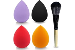 Mocarheri 4 Stück Make up Schwamm Set, Weicher Schwamm für flüssige Grundierung, Cremes und Puder, latexfreies nasses, trockenes, Make up Schwämme (Orange/hellpurpur/rot/schwarz)