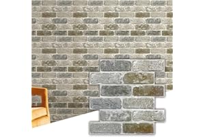 Commomy 10 Pezzi Mattoni Adesivi Murali 3D Pannelli Da Parete 3D Finto Mattone, 30 X 30 cm, Pannelli Adesivi per Pareti 3D Mattoni Finti PVC Autoadesivi Pannelli Decorativi Per Pareti Interne