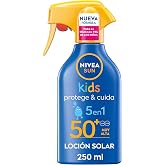 NIVEA SUN Protects &amp; Cares for Kids - Spray FP50+ - Children's Sunscreen - High UVA/UVB Protection - Water Resistant - Deep H