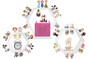 Givilio Tonie Shellf Hexagon for Toniebox Starter Tonie Shelf Wall Mounted Set of 3, Magnetic Wooden Floating Shelves Compatible with Tonie Box Player Tonie Figures Storage Tonie Shelvies(White)