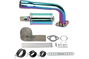 FVRITO Thickened Colorful Exhaust Header Pipe Muffler with Heat Shield Tape Kit for Non Hemi 6.5HP Predator 212cc 196cc GX160 GX200 Coleman CT200u BT200X KT196 Baja MB200 Clone Go Kart Mini Bike Parts