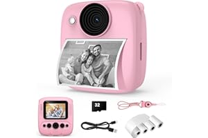 VARIGLAS Camera Instant Camera, Camera with Card & 4 Volumes Printing Paper, 48MP Instant Camera with 1080P Digital Camera for Gifts for Girls and Boys from 3 to 12 Years