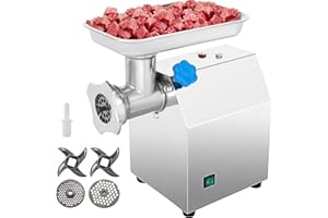 VEVOR 850W 122kg all'ora Tritacarne Elettrico In Acciaio Inox, 190 r/min Macchina Carne Elettrico Modello, 2 Piastra di Smerigliatura, Meat Grinder Per Casa o Uso Industriale