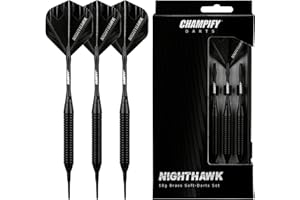 ‎CHAMPIFY Champify® 18g Brass Soft-Darts Set mit Kunststoff-Spitze | 3 Dartpfeile mit 6 Schäften & 6 Flights & 30 Softdart-Spitzen | inkl. weiteres Zubehör | Dartpfeile mit Plastik-Spitzen